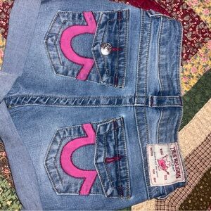 True Religion Women's Denim Jeans with Pink Details